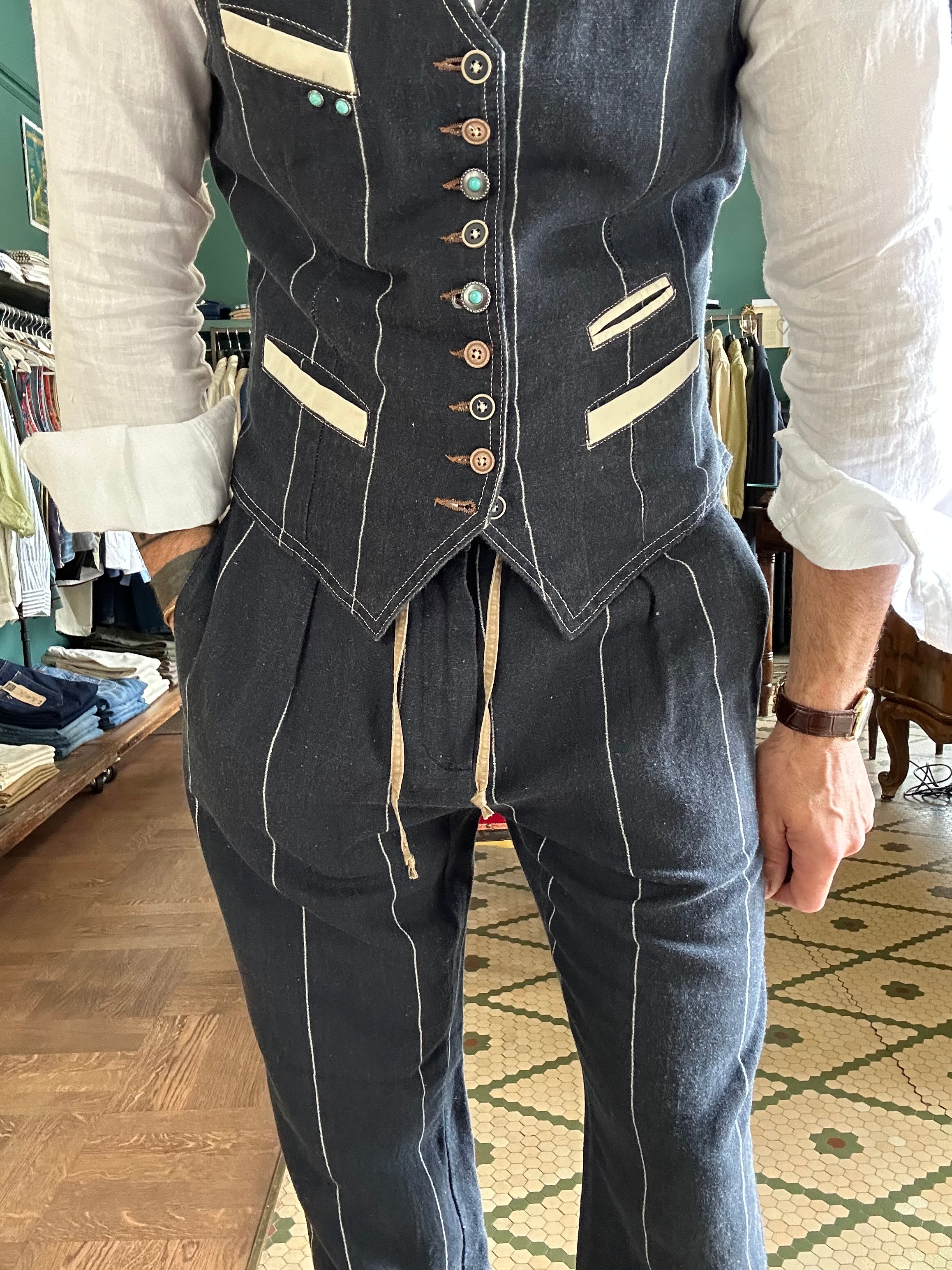 Pantalaccio garry’s earth a righe lino cotone Made in Italy