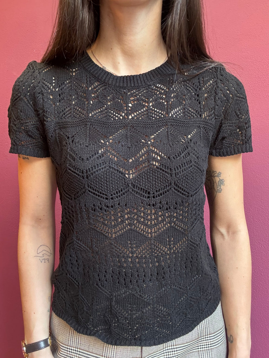 Maglia crochet nero