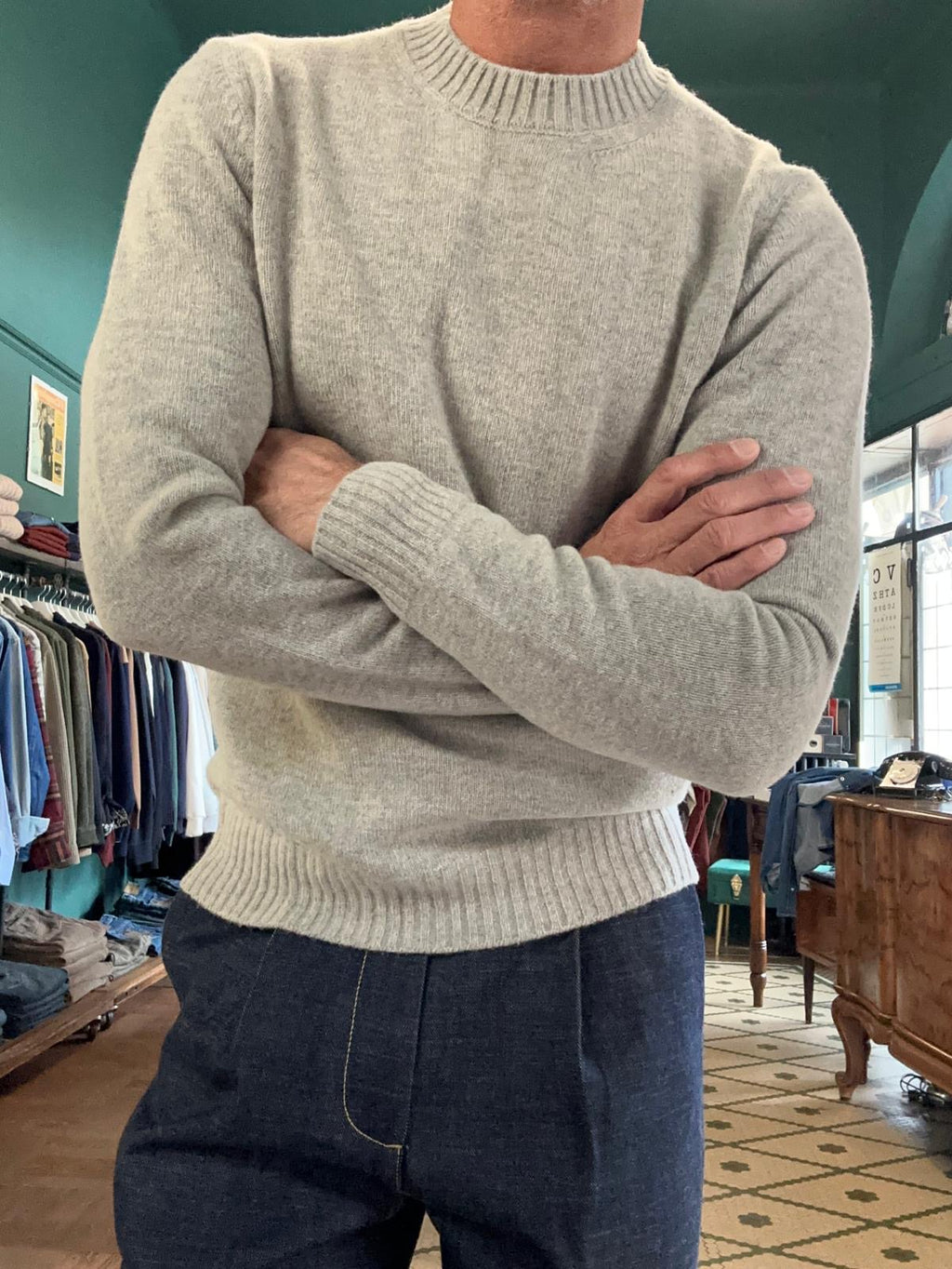 Maglione girocollo “Mario” 100% made in italy in lana