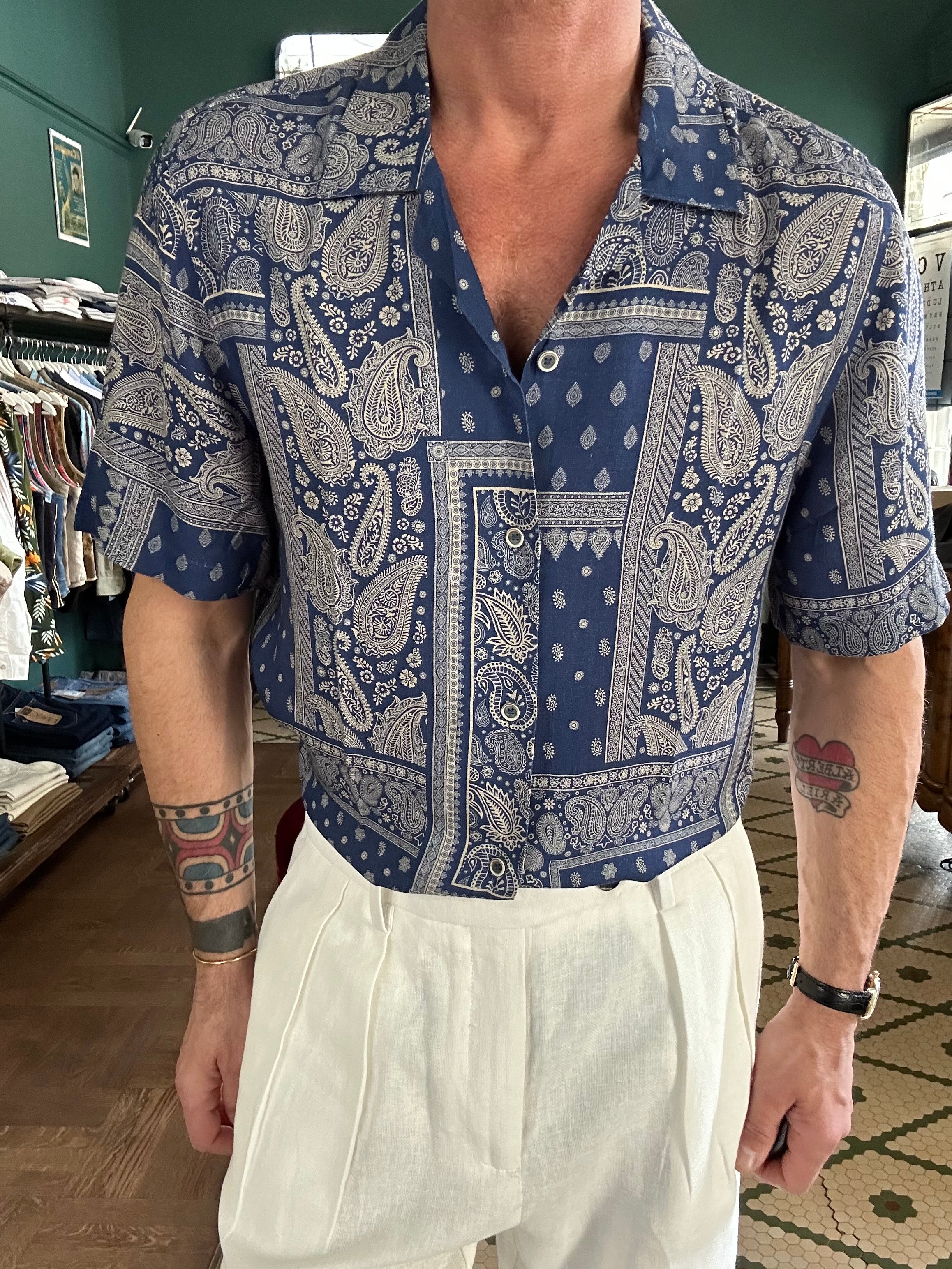 Camicia collo Hawaii fantasia bandana