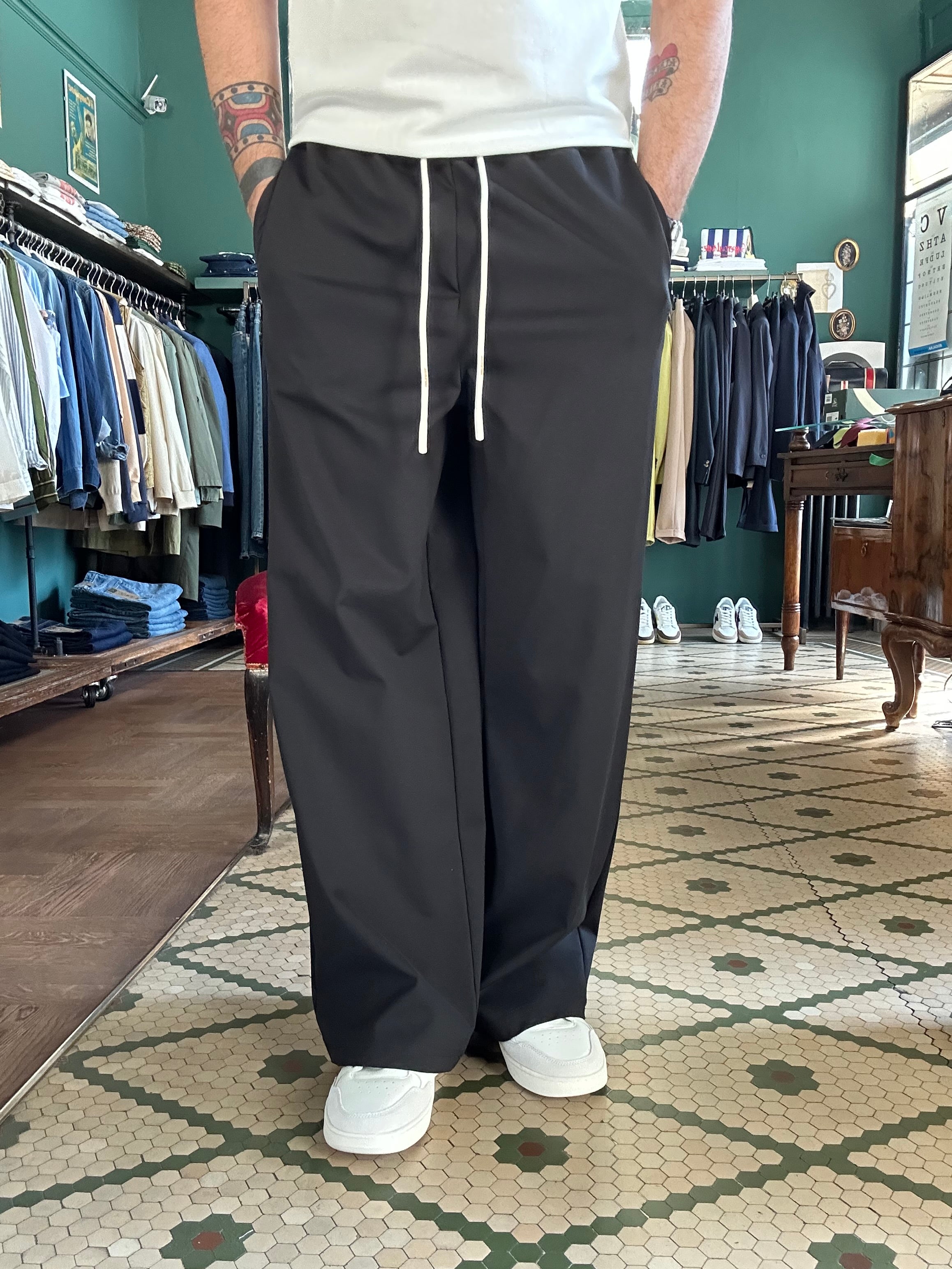 Black oversized wide-leg trousers