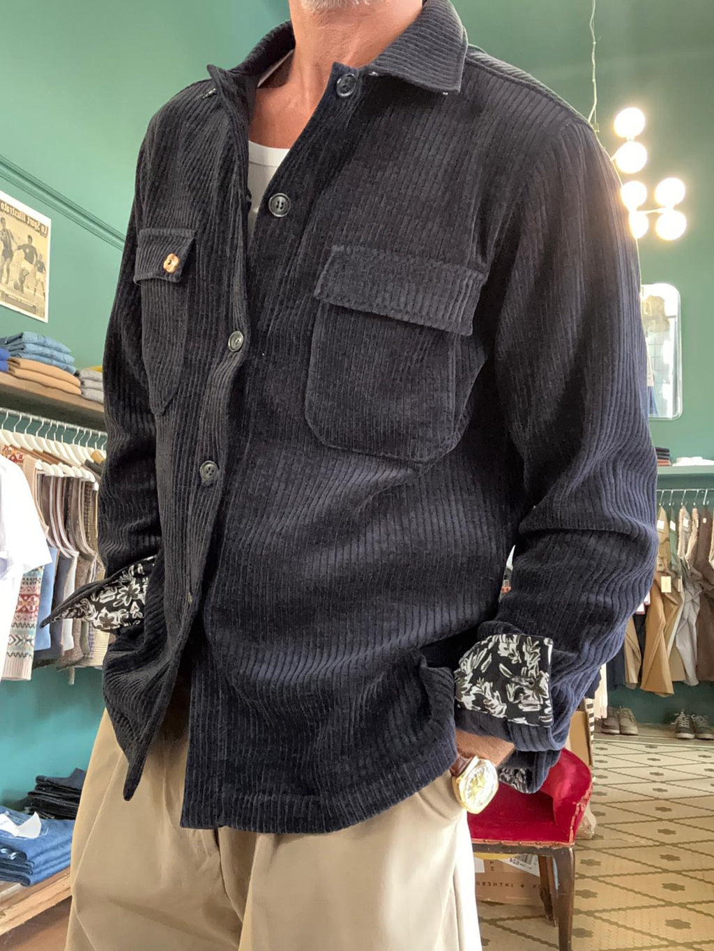 camicia casacca in velluto a coste