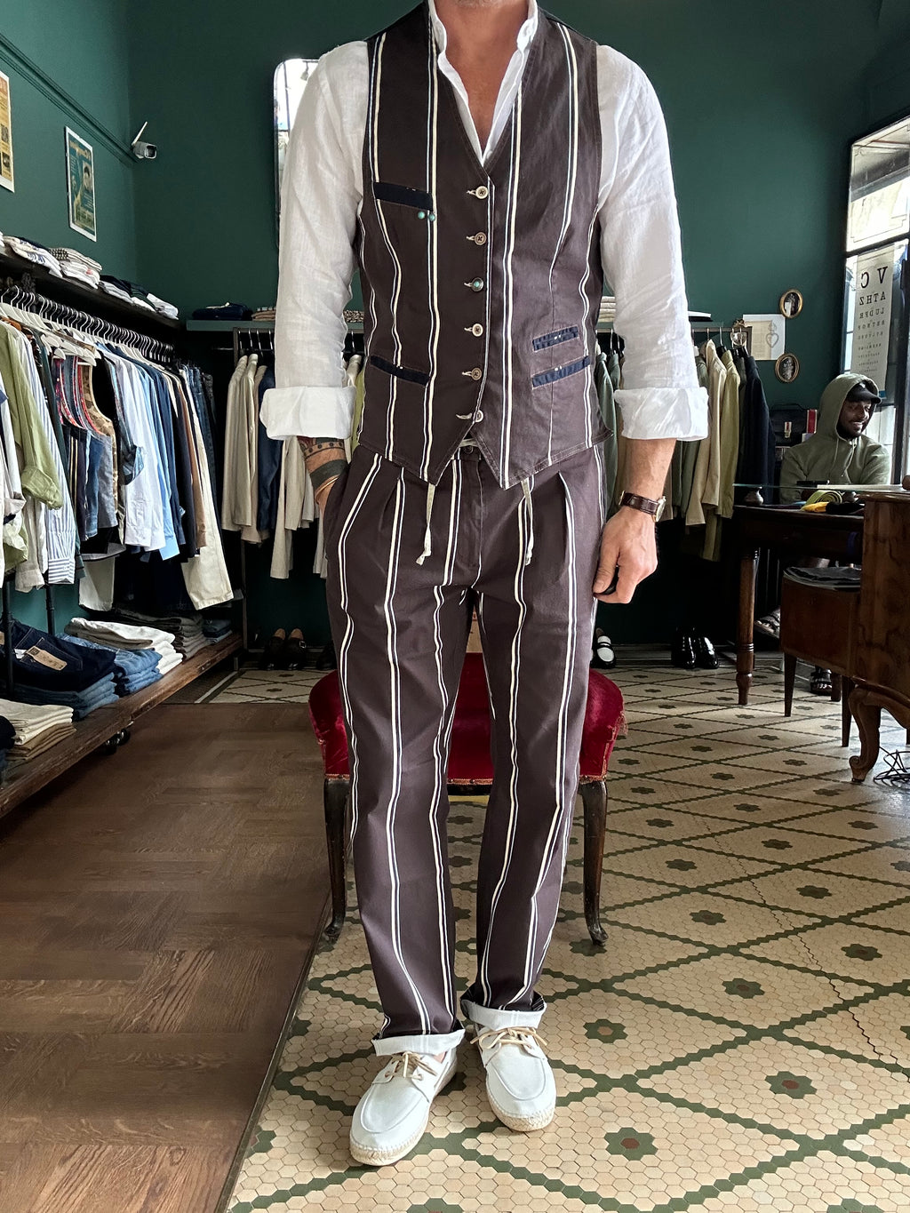 Pantalaccio garry’s earth a righe cotone Made in Italy