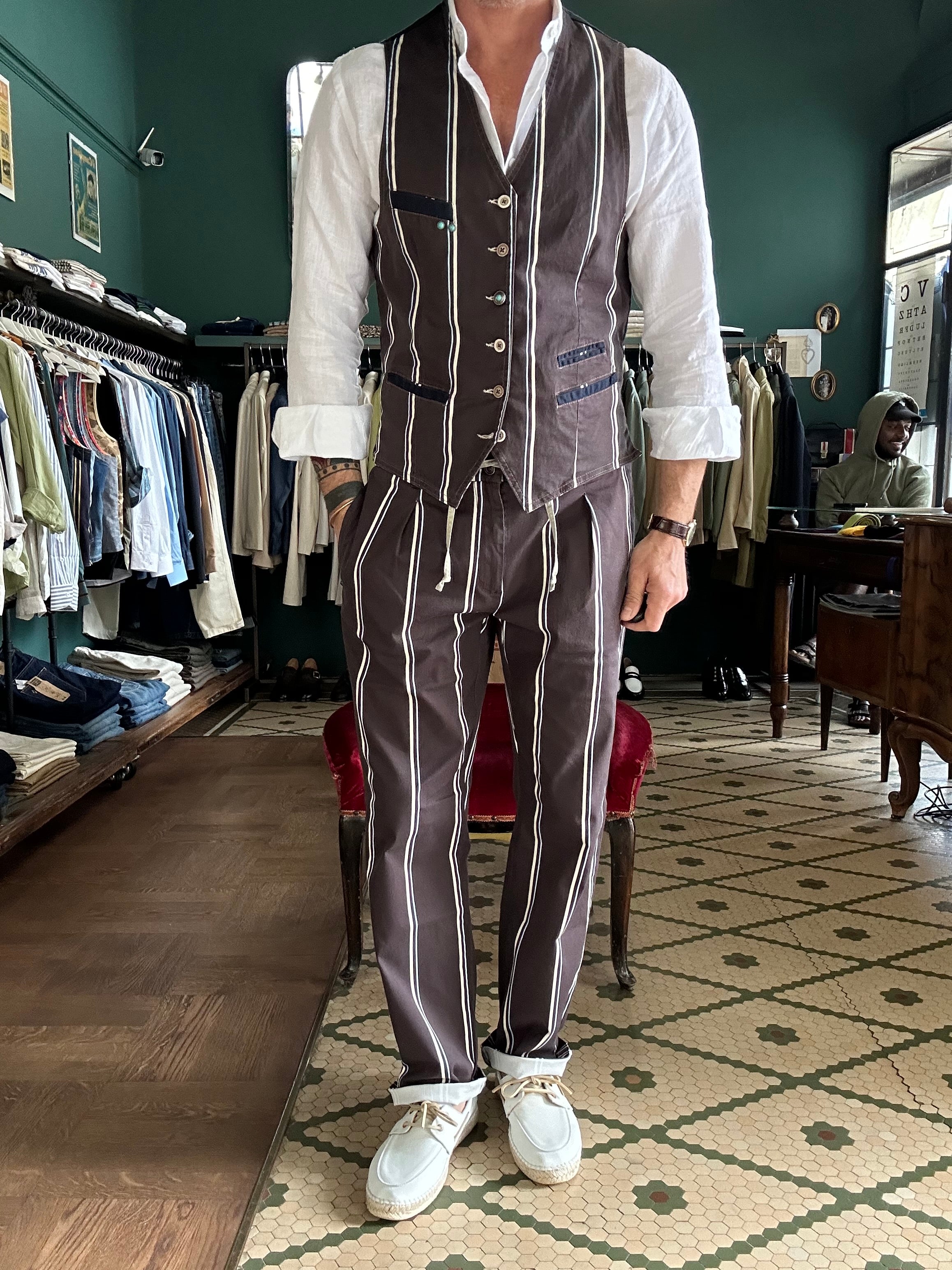 Pantalaccio garry’s earth a righe cotone Made in Italy