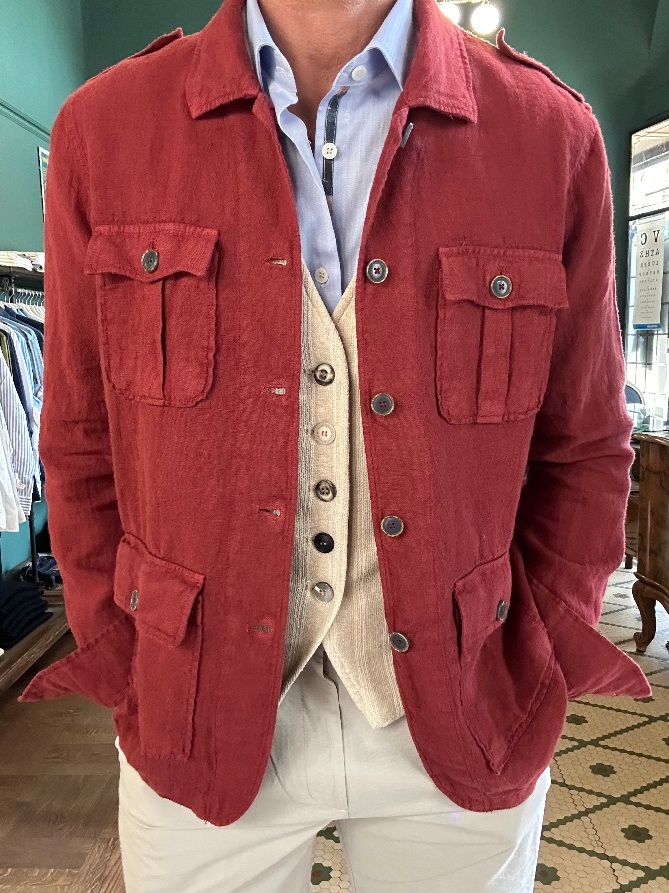 Brick linen safari jacket