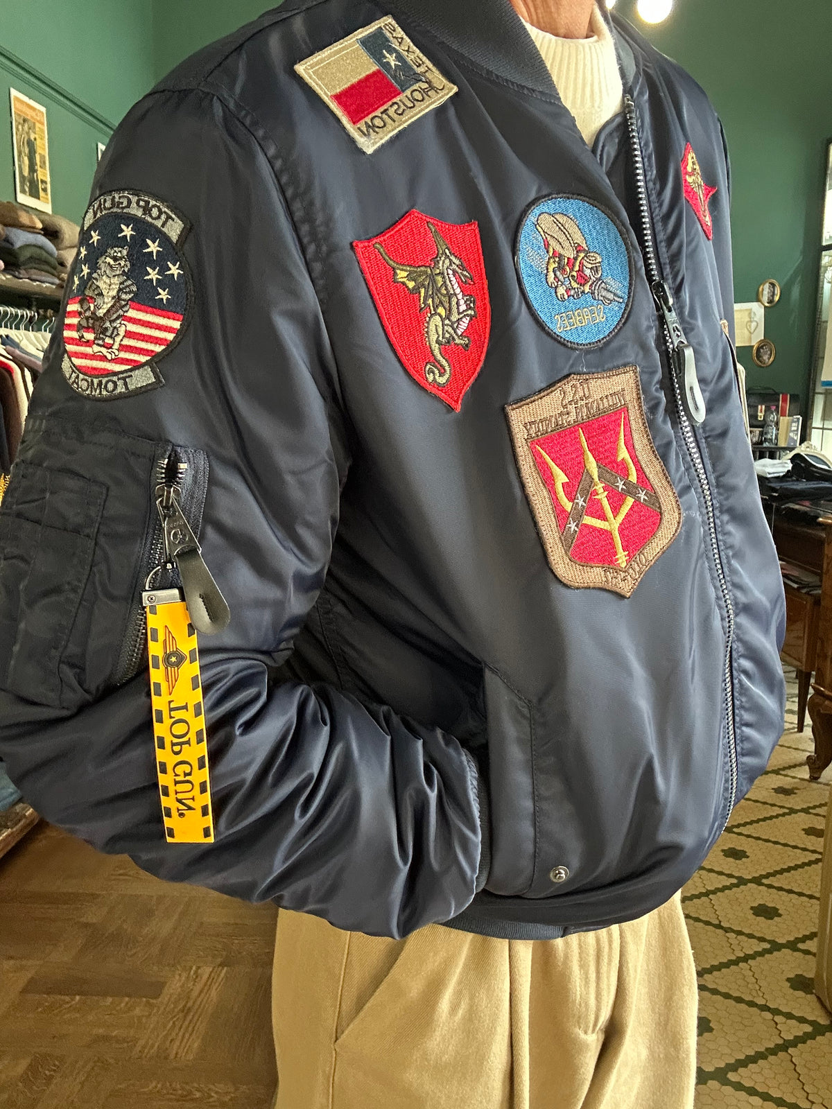 TOP GUN® MA-1 NYLON BOMBER JACKET WITH PATCHES