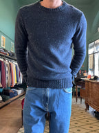 Maglione girocollo bottonato in misto lana