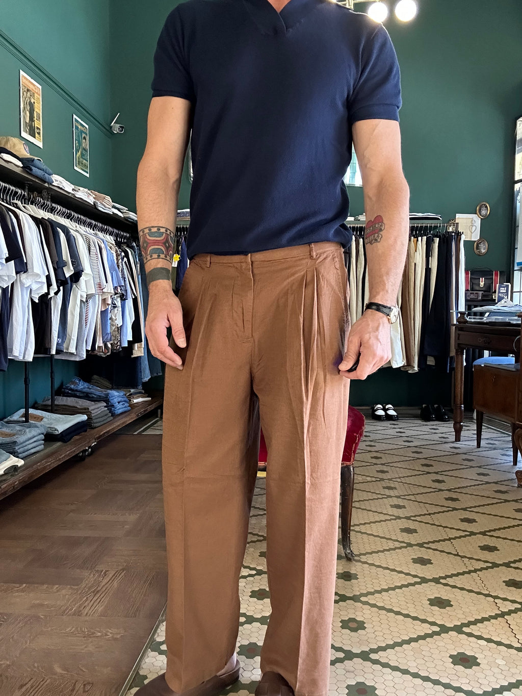 Pantalone over lino cotone