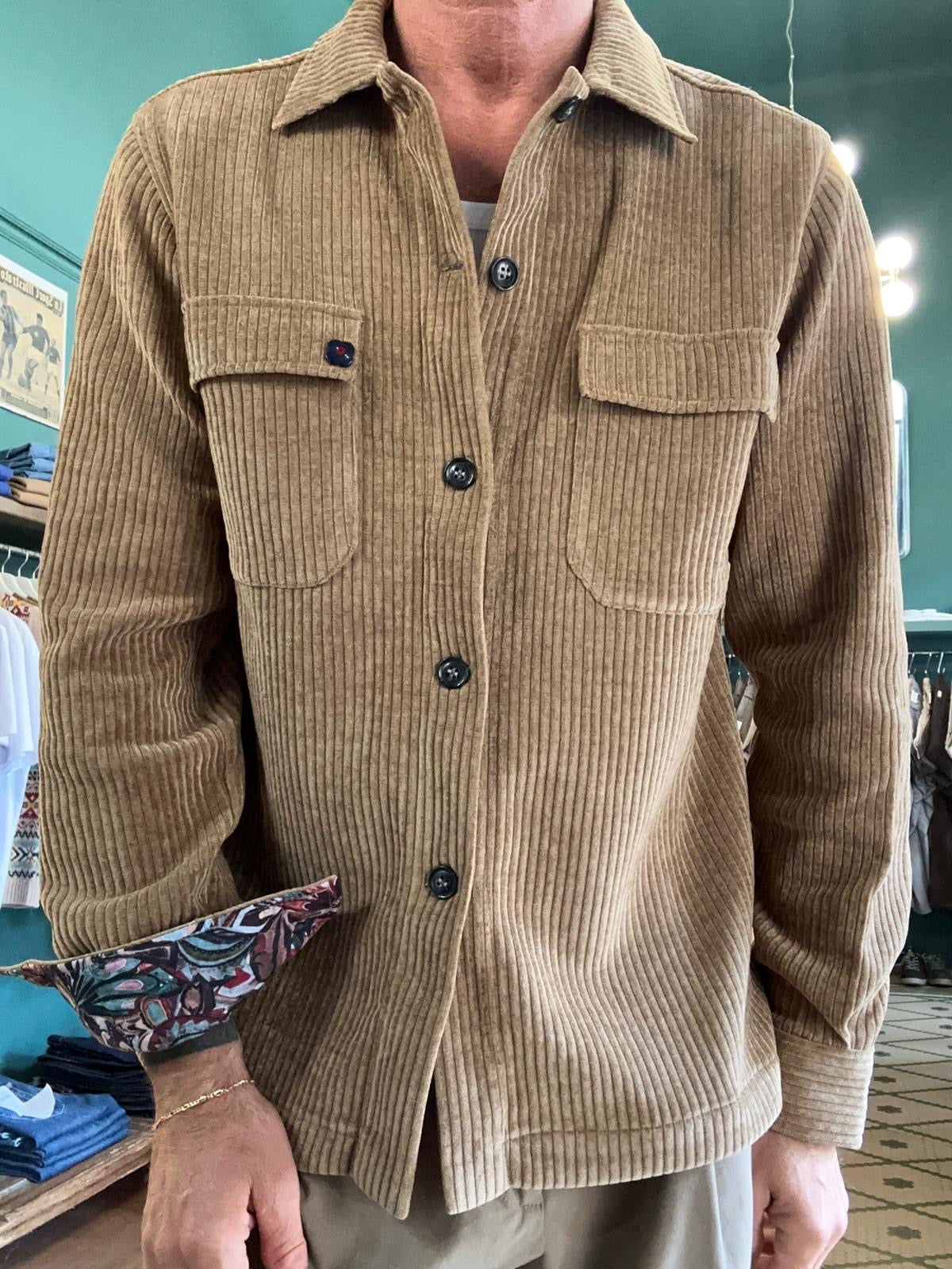 camicia casacca in velluto a coste