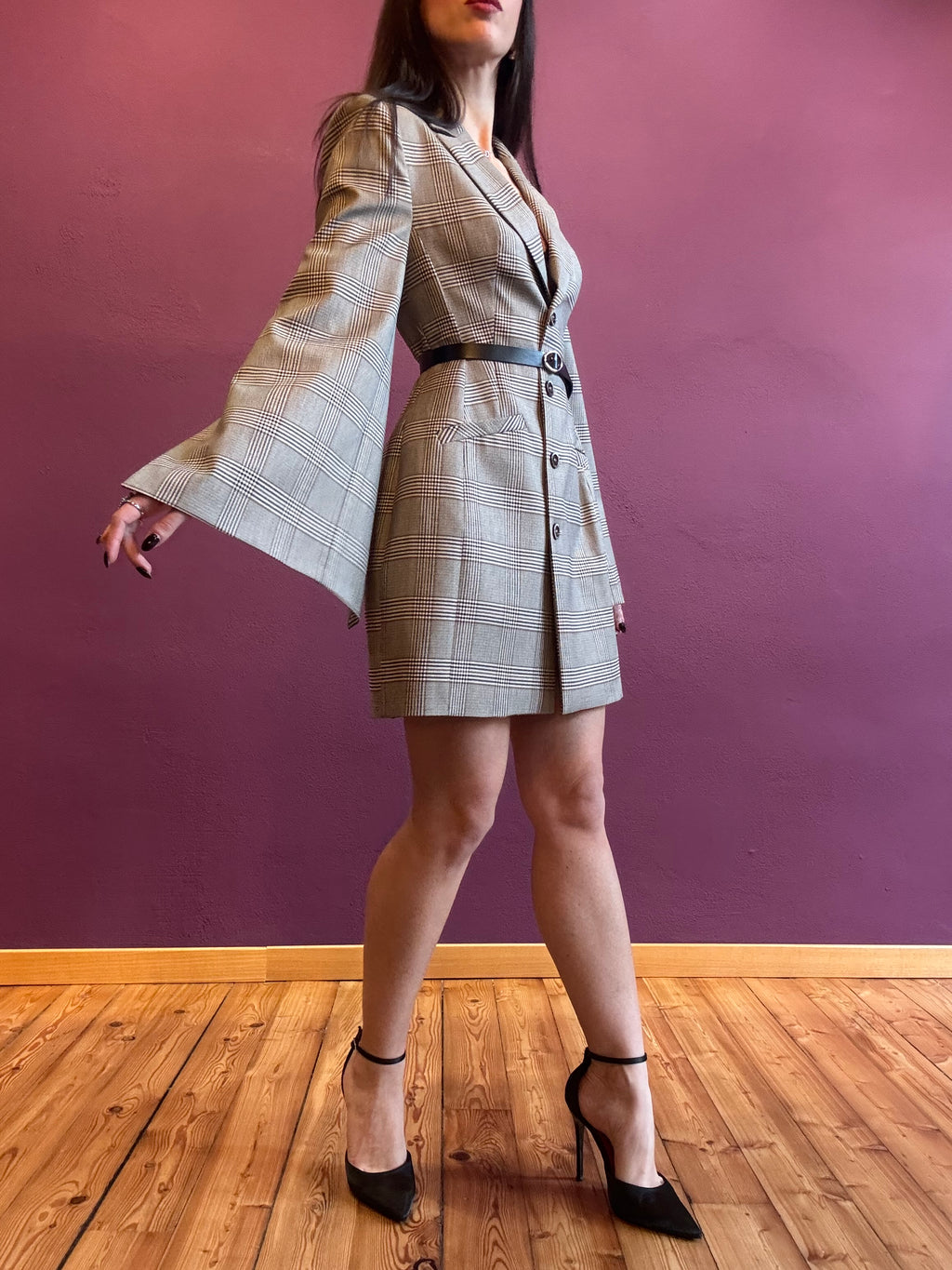 Abito giacca principe di Galles con cinturino