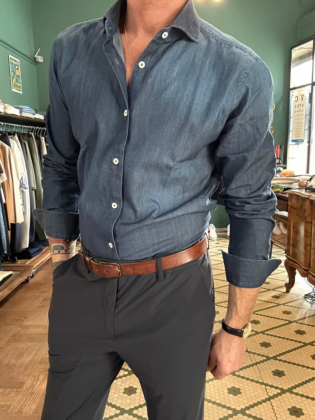 Camicia Sam chambray scuro