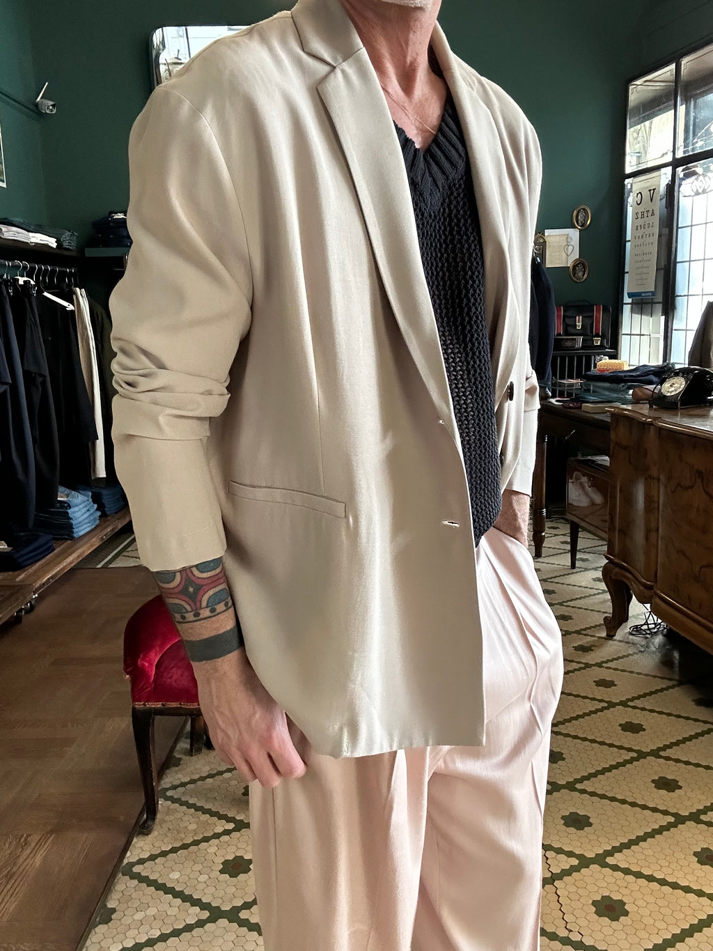 Giacca monopetto oversize beige