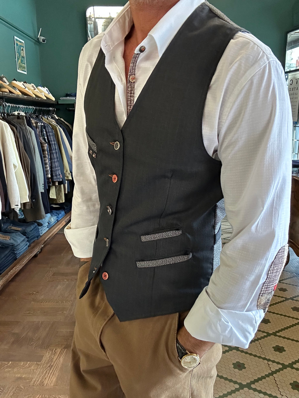 Gilet Garry’s Eart fresco lana gessato