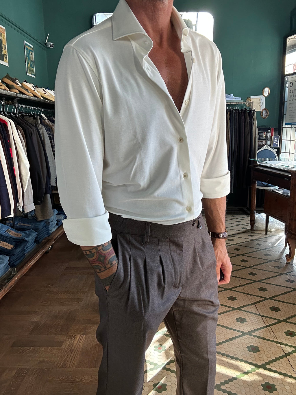 Camicia Adam in jersey no stiro