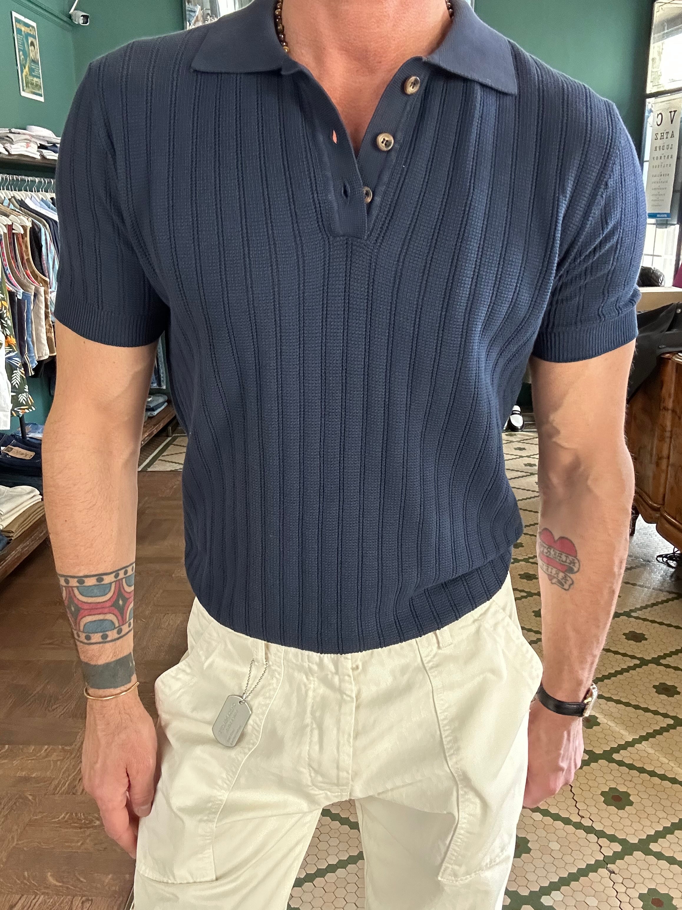 Polo maglina 100% cotone lavorazione a righe