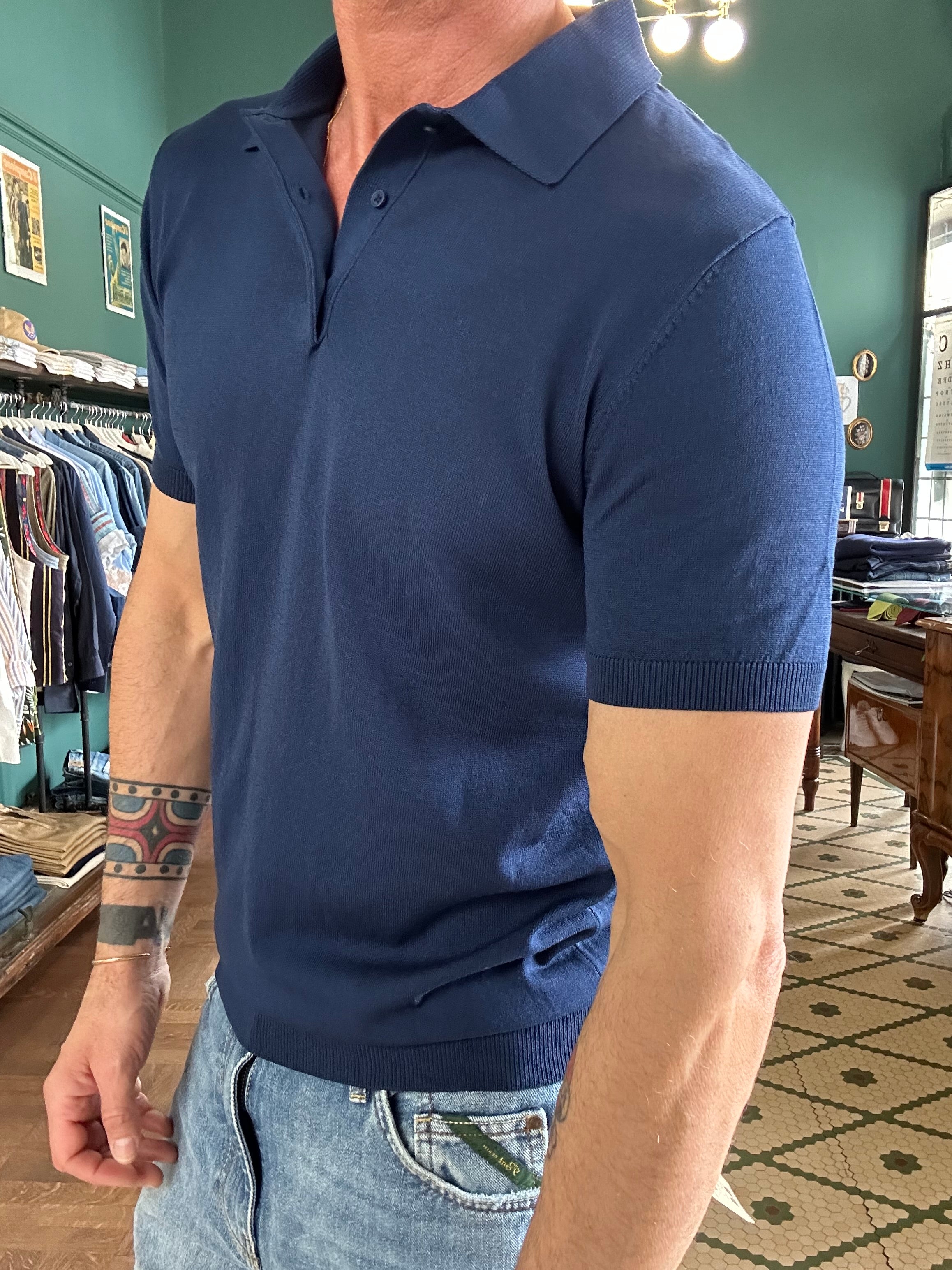 Jersey polo shirt with buttons