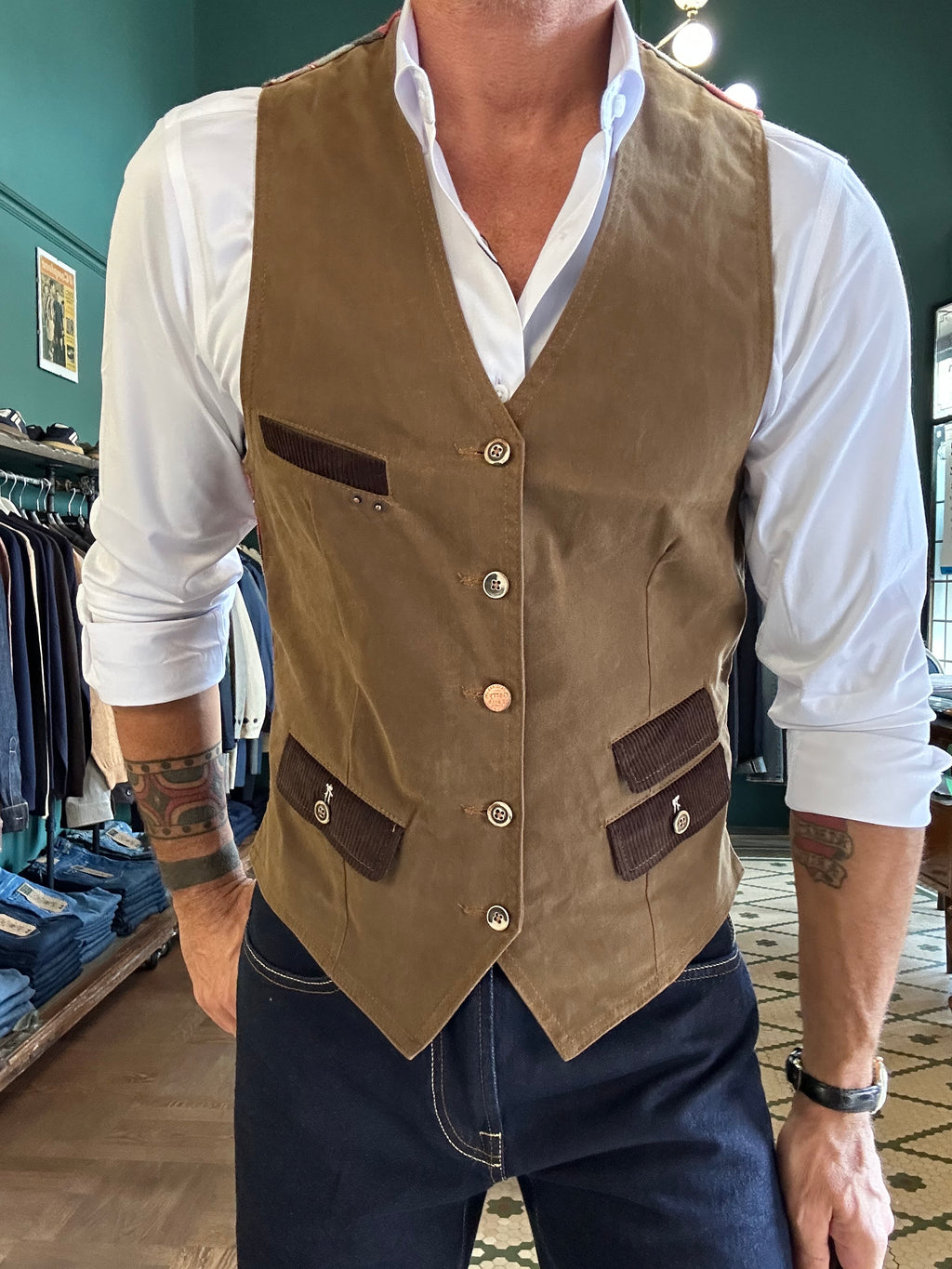 Gilet cotone cerato Garry’s Earth