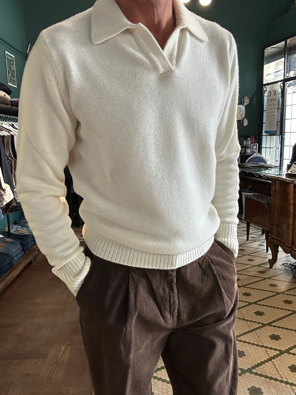 Maglione polo misto lana e cashmere