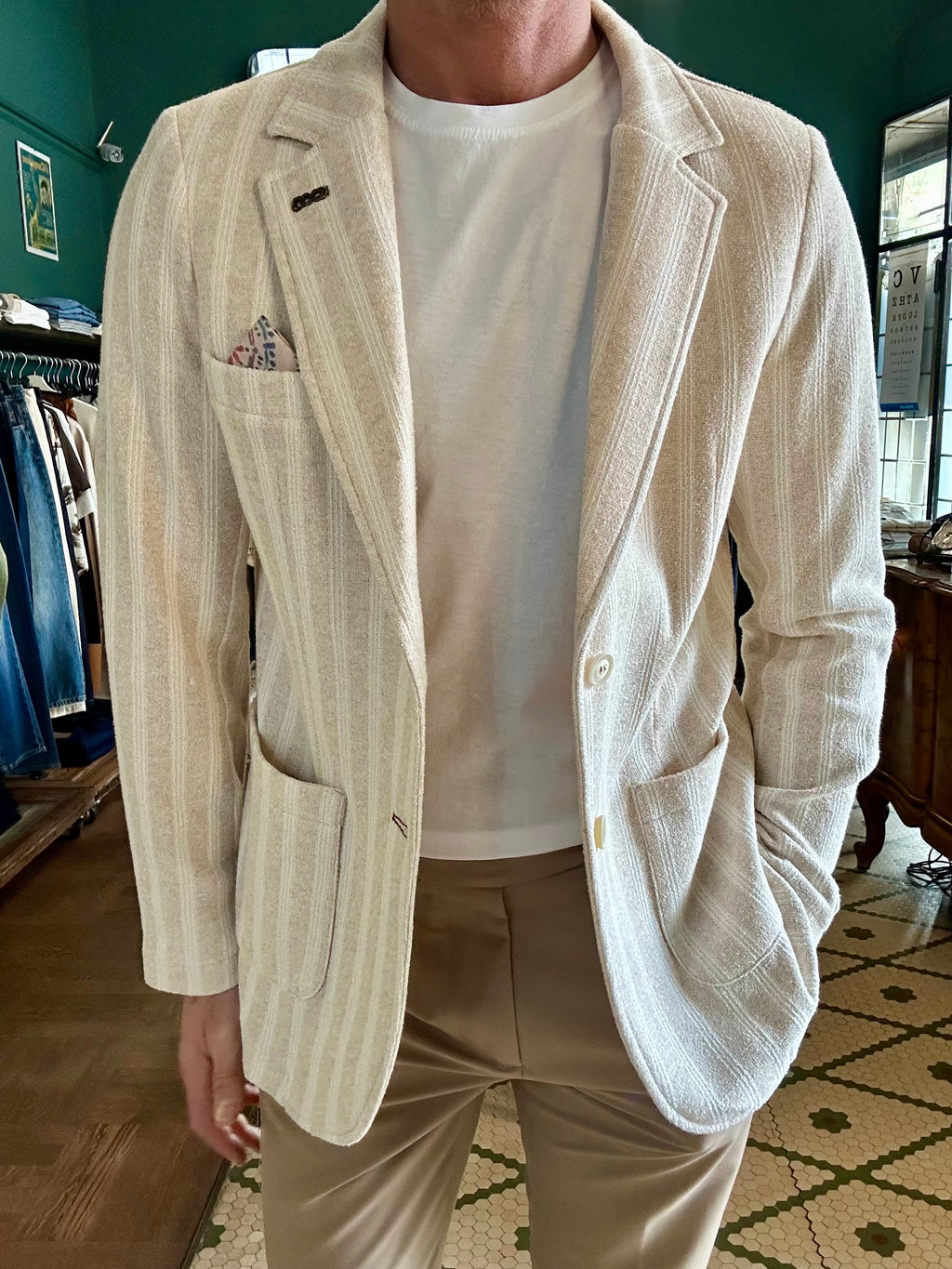 Koon beige striped bouclé jacket