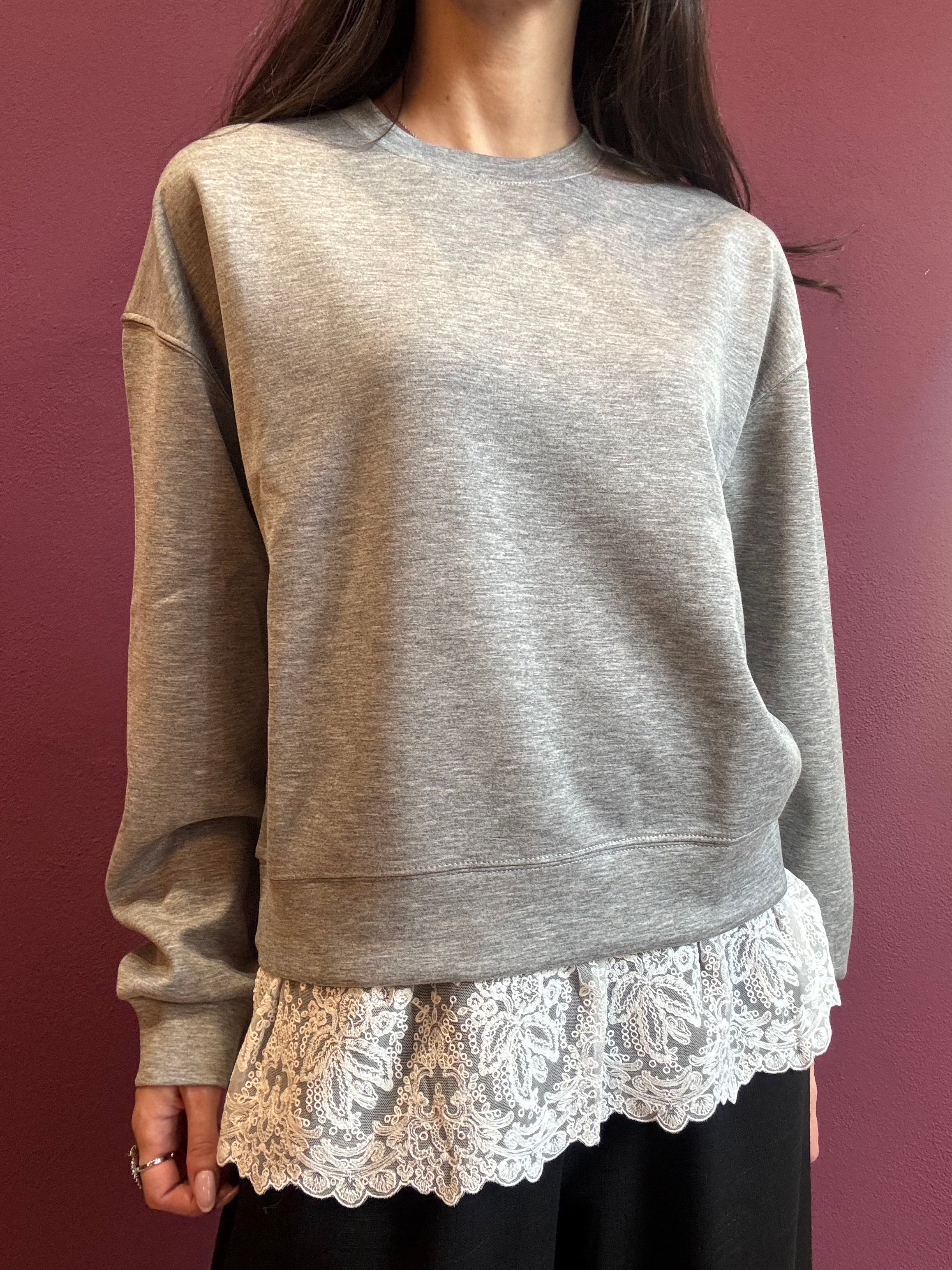 Sweatshirt mit Spitzendetail