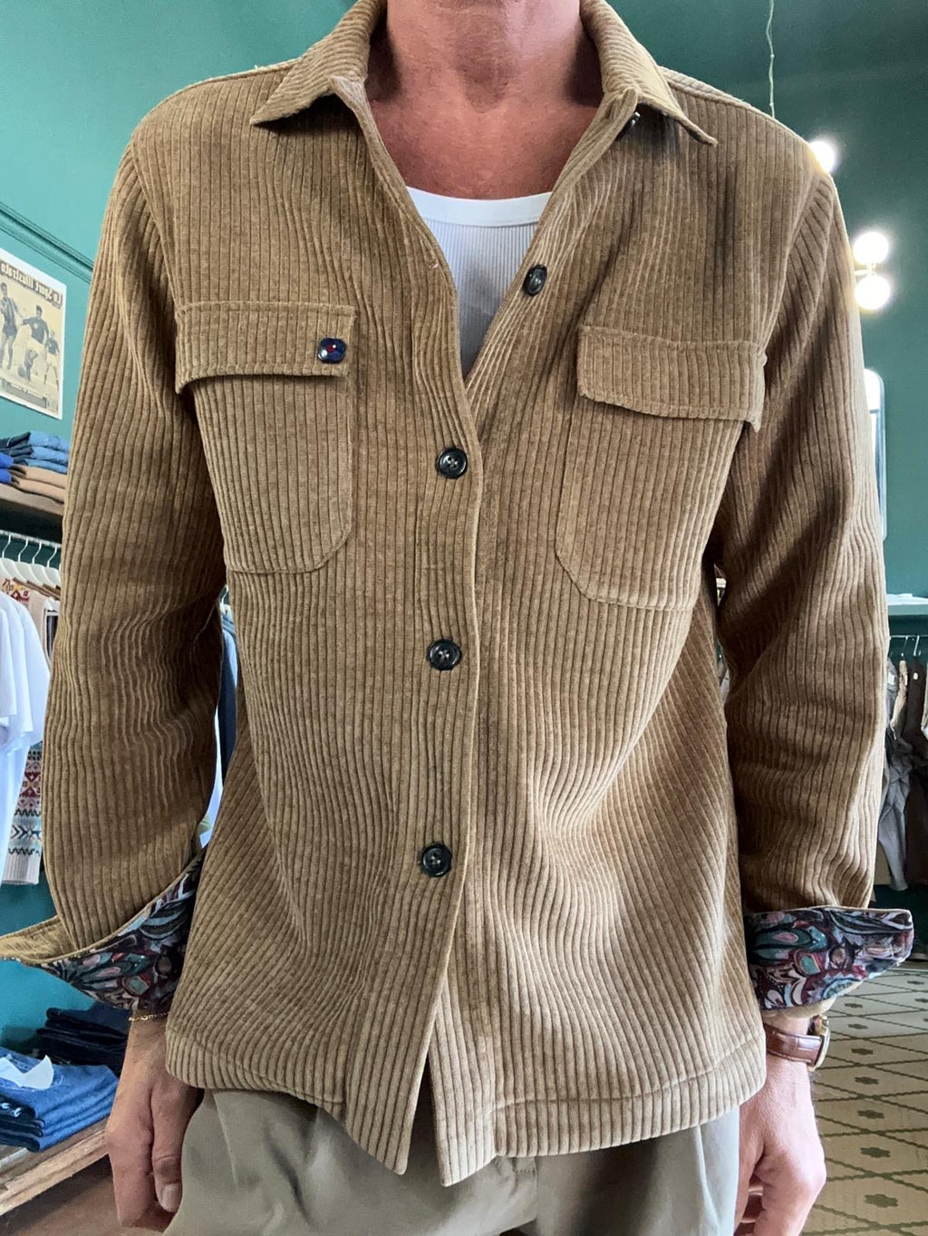 camicia casacca in velluto a coste