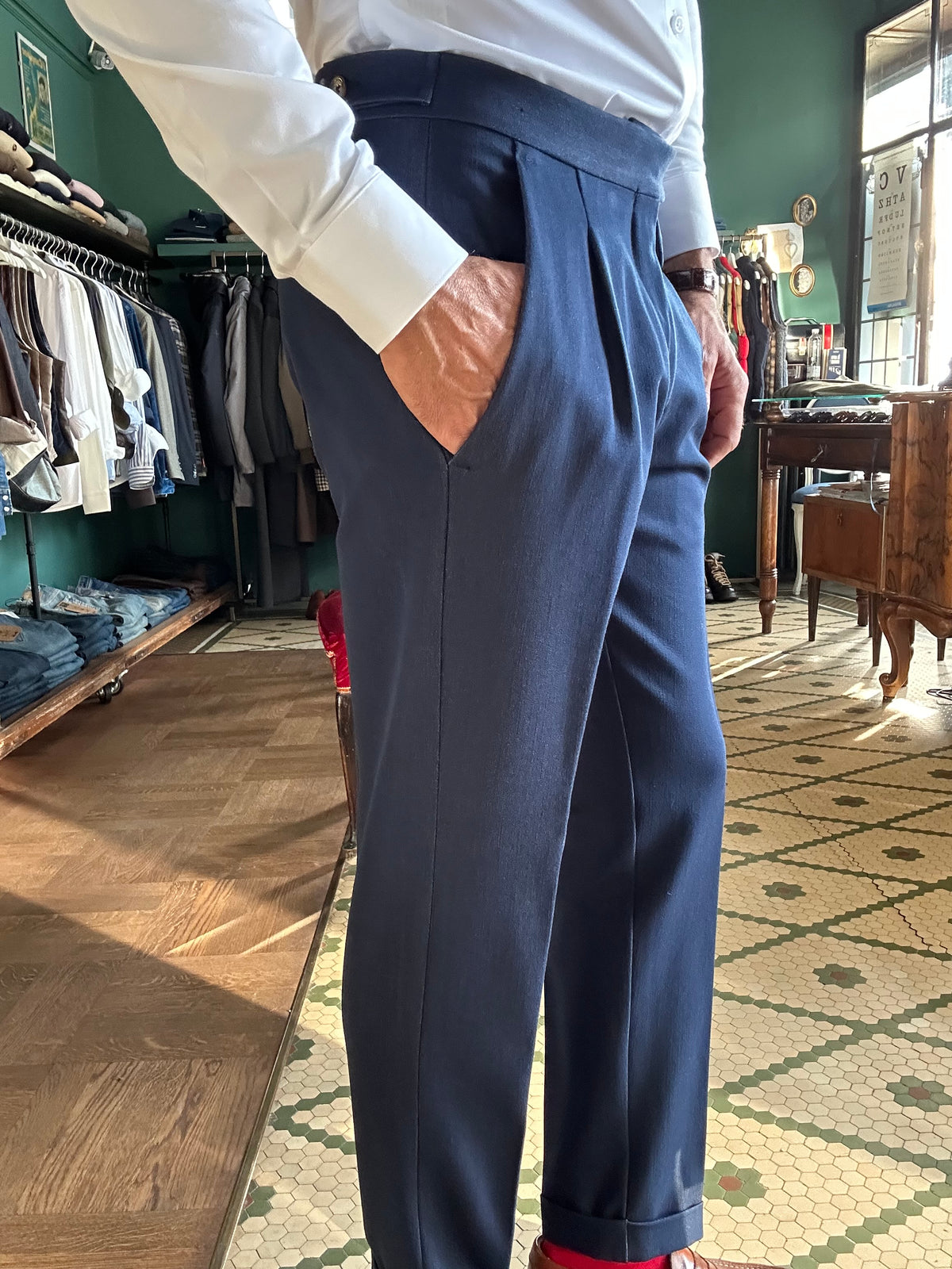 Pantalone pence chambray