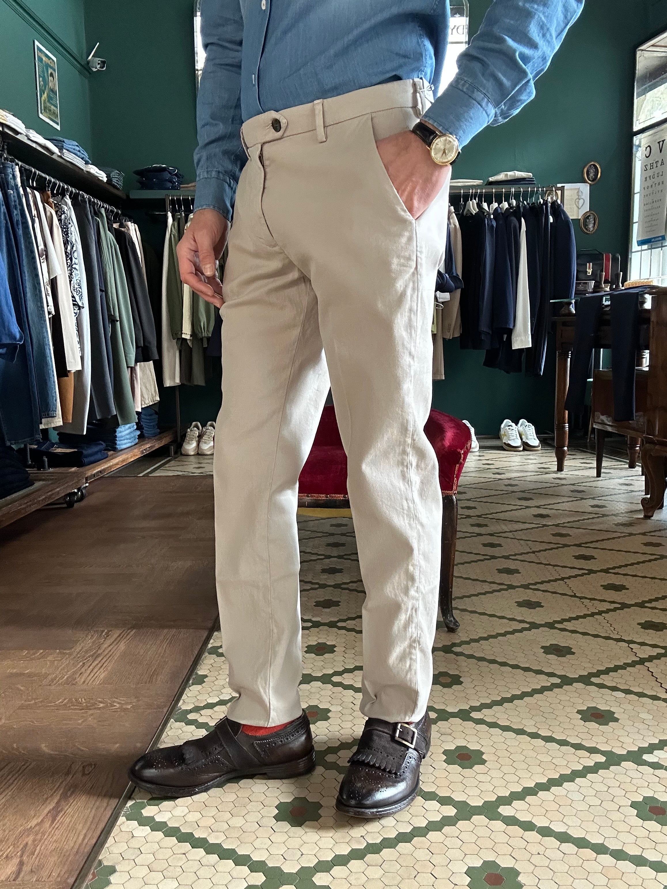 Pantaloni world cotone operato