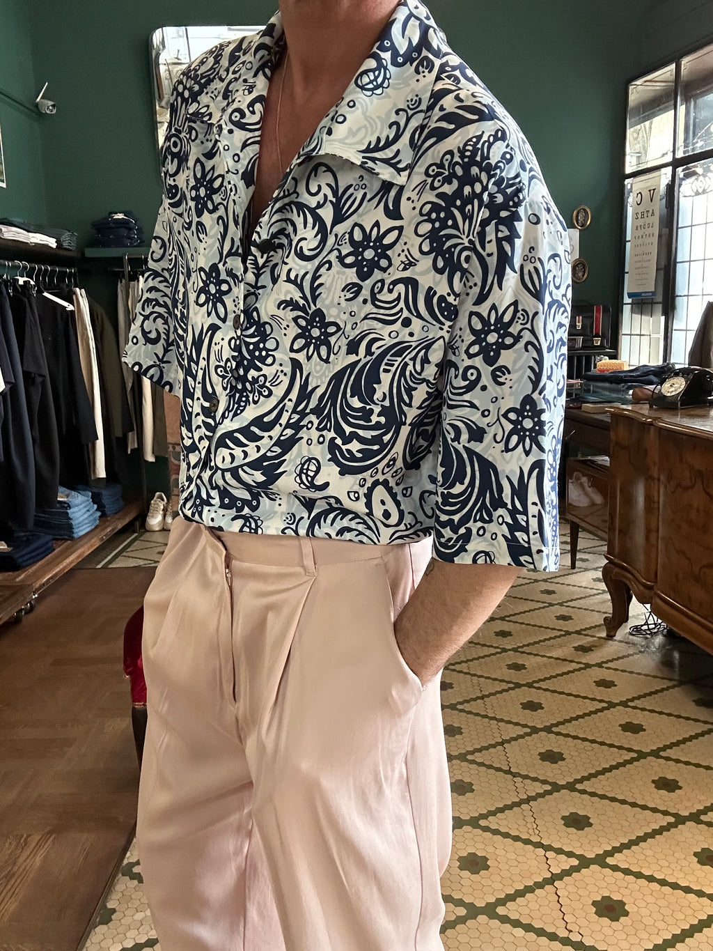 Camicia oversize con manica a 3/4