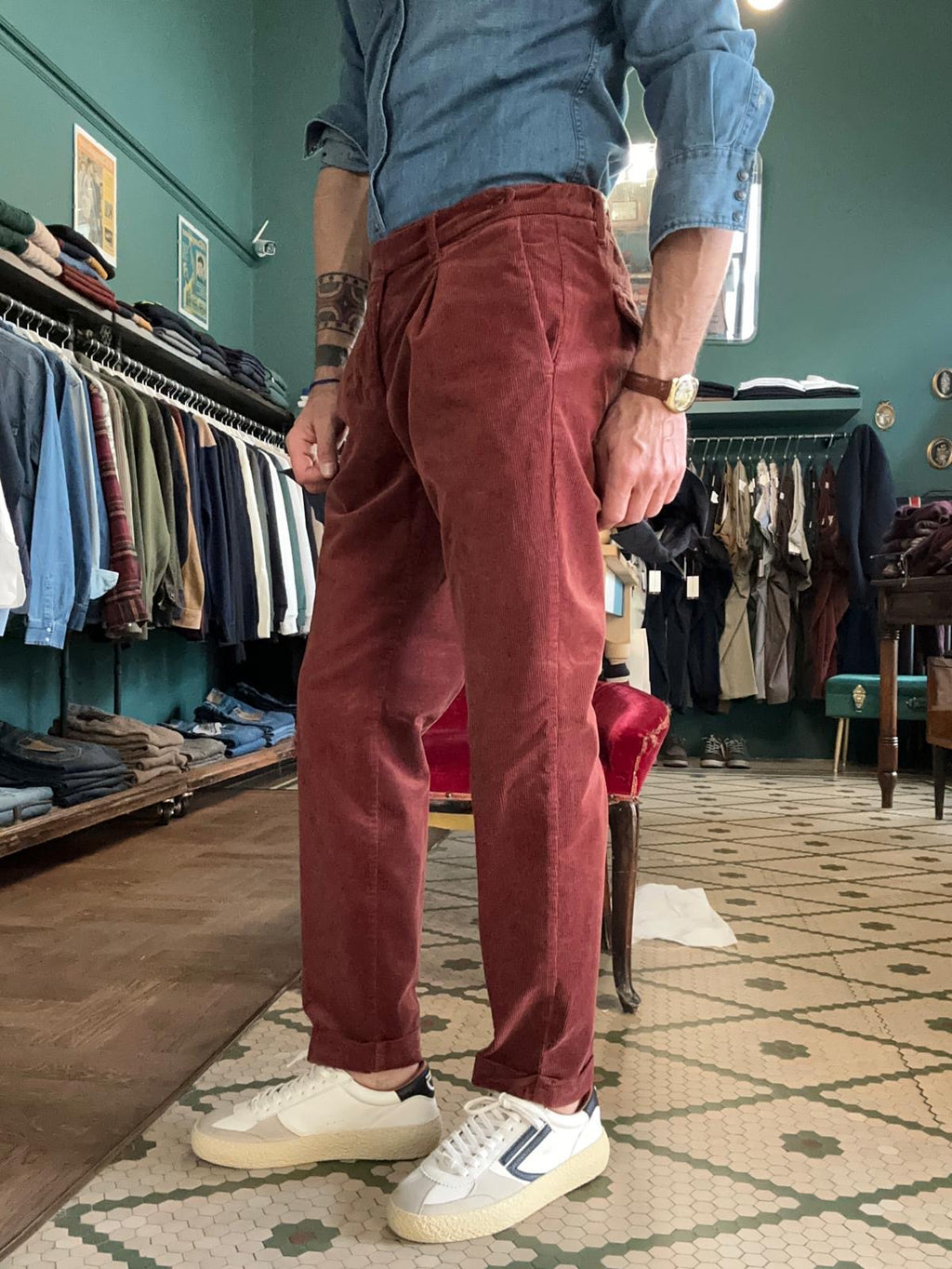 Pantaloni “Lion” in velluto mille righe