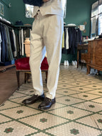 Pantaloni misto lino tessuto fiammato