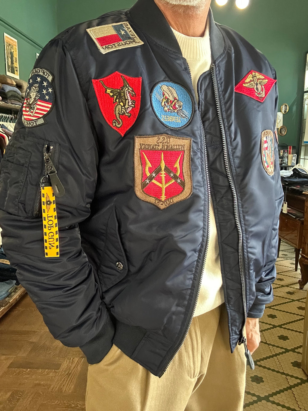TOP GUN® MA-1 NYLON BOMBER JACKET WITH PATCHES