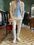 herringbone fabric suit
