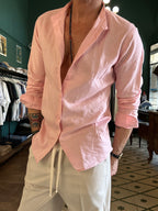 Camicia 100% lino collo coreano