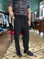 Pantalaccio regular fit cotone lino nero