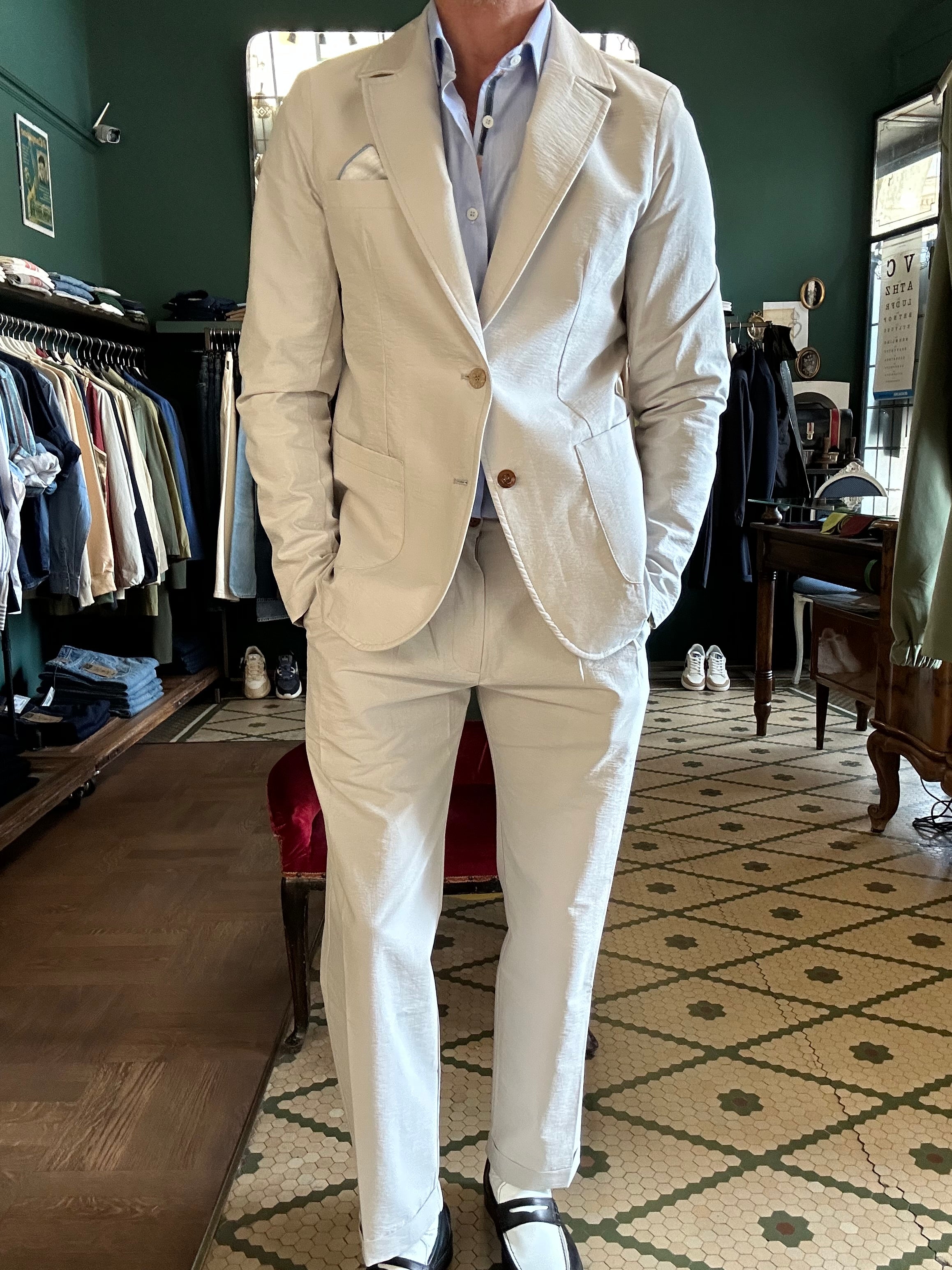 Pantalone koon doppia pence cotone goffrato