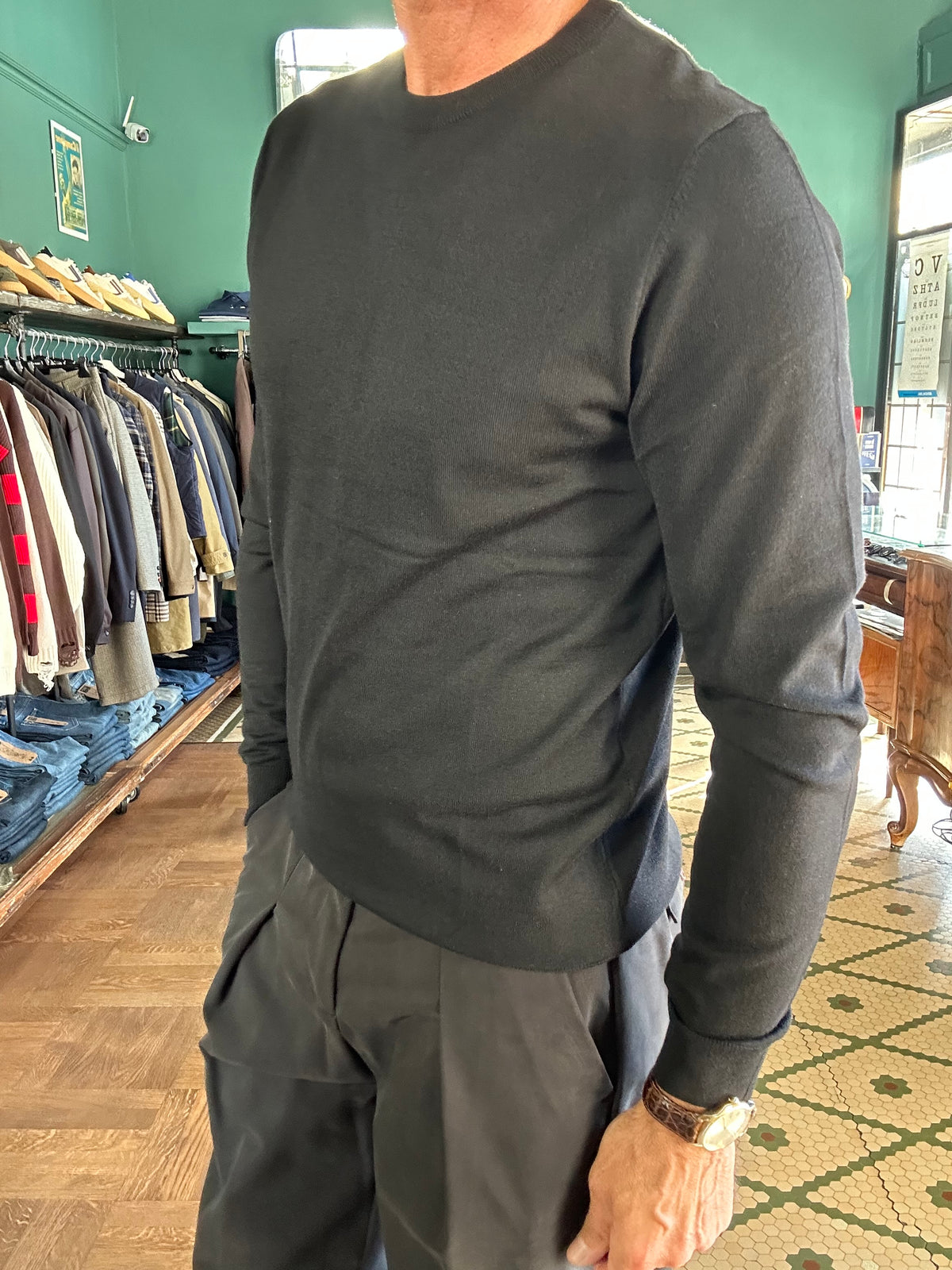 Maglia misto lana girocollo