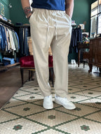 Mottled beige palazzo trousers