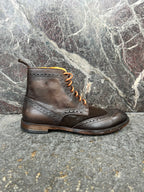 stivaletto stringato in vitello e suede testa di moro