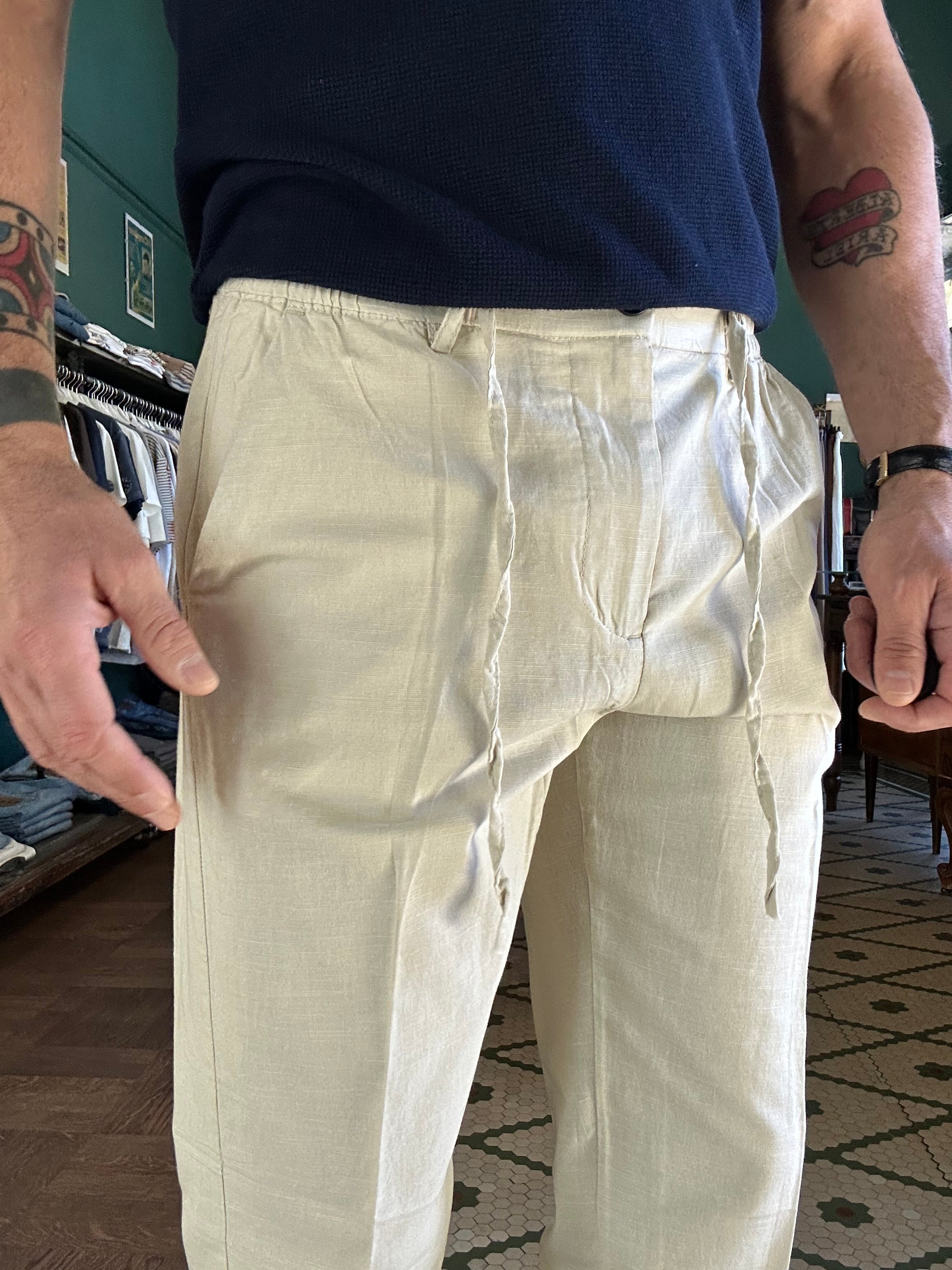 Pantalone lino cotone con coulisse