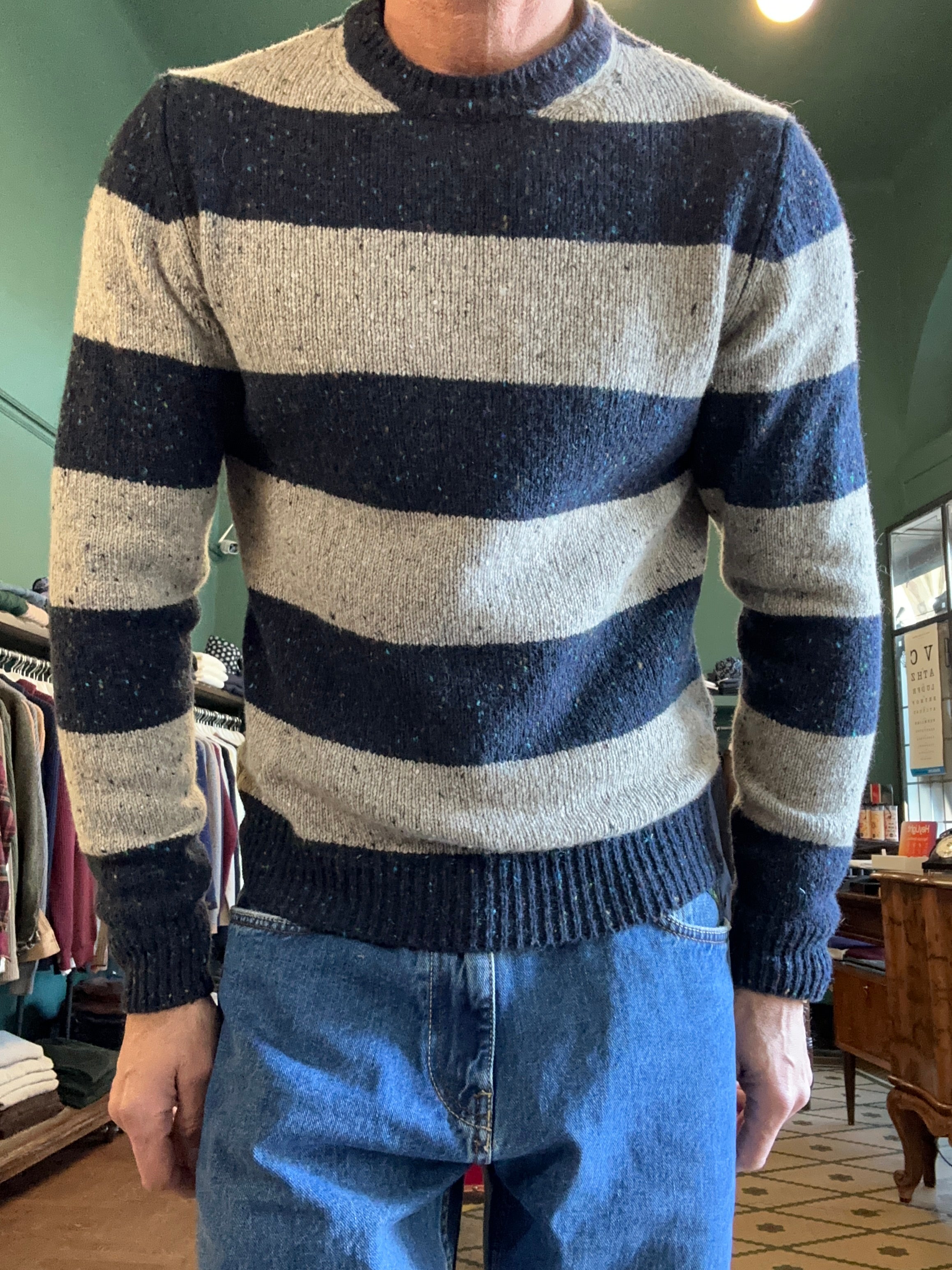 Maglione koon bottonato in misto lana a righe