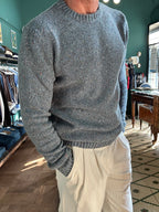 Maglione bottonato girocollo misto lana