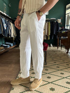 Pegaso trousers with linen-effect pleats