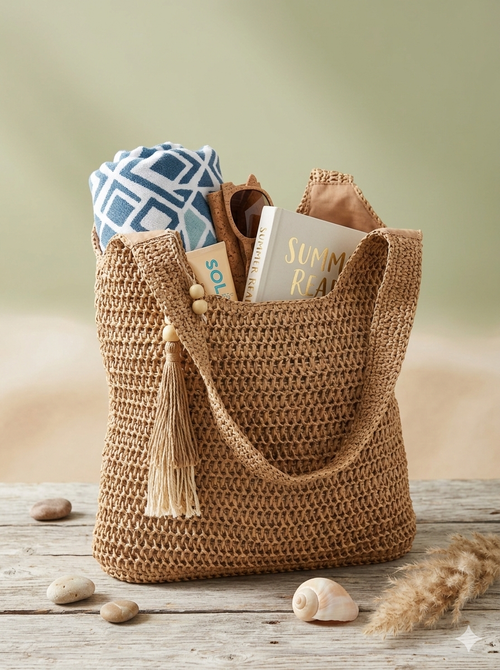 Woven Straw Tote Bag