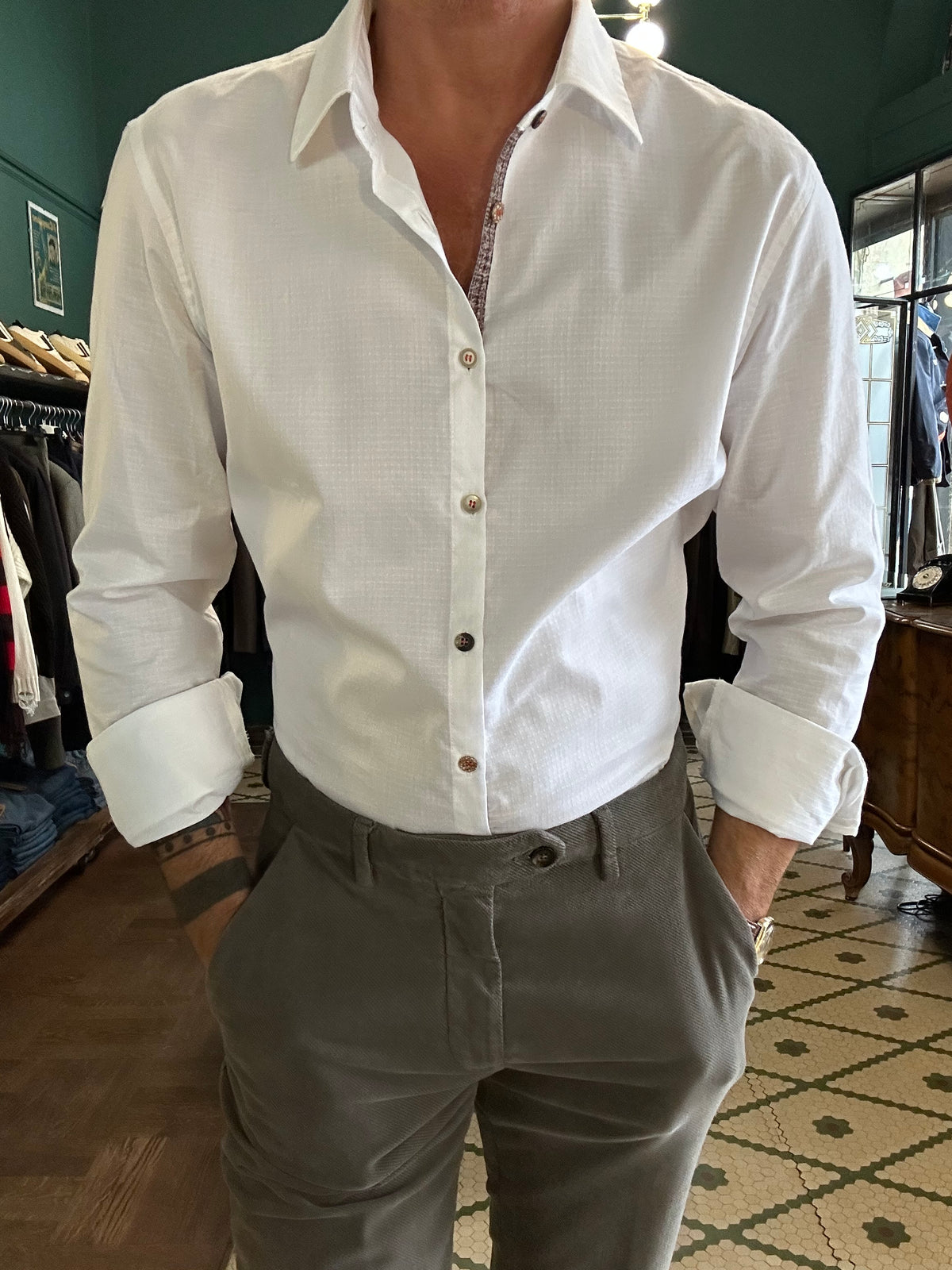 Camicia Koon cotone operato con toppe patch