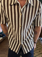 Polo camicia traforata lavorazione a uncinetto Made in Italy
