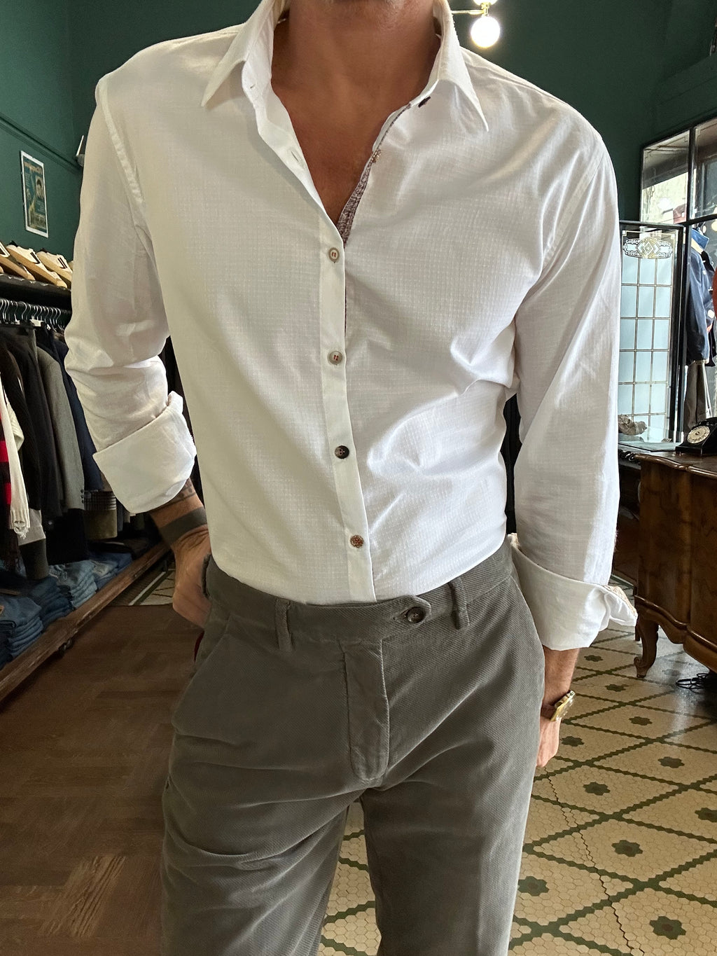 Camicia Koon cotone operato con toppe patch