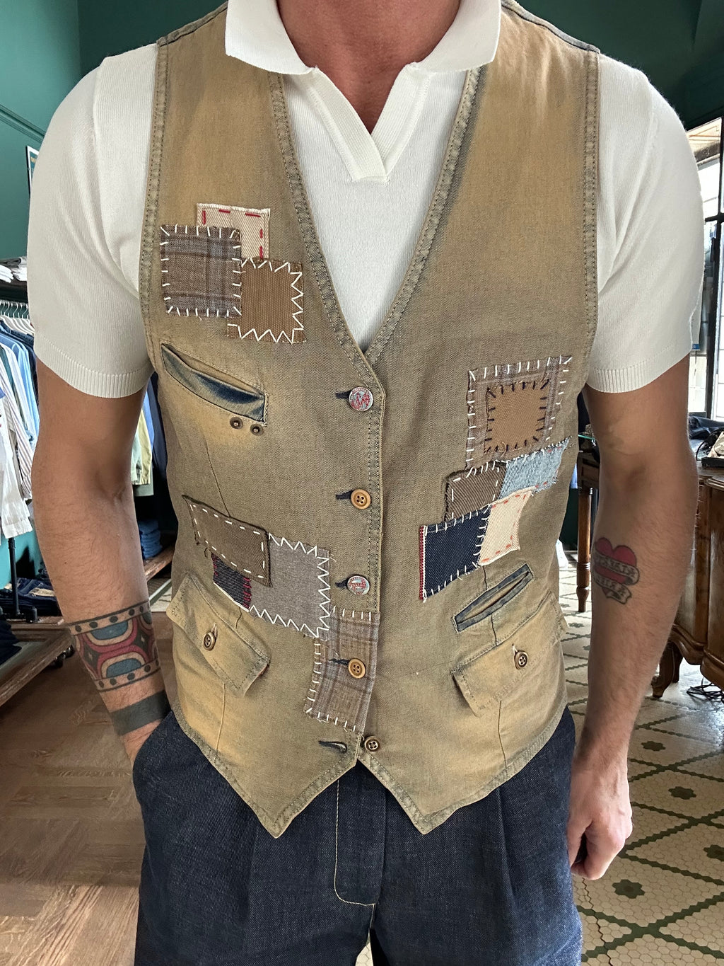 Garry's Earth waistcoat with patch