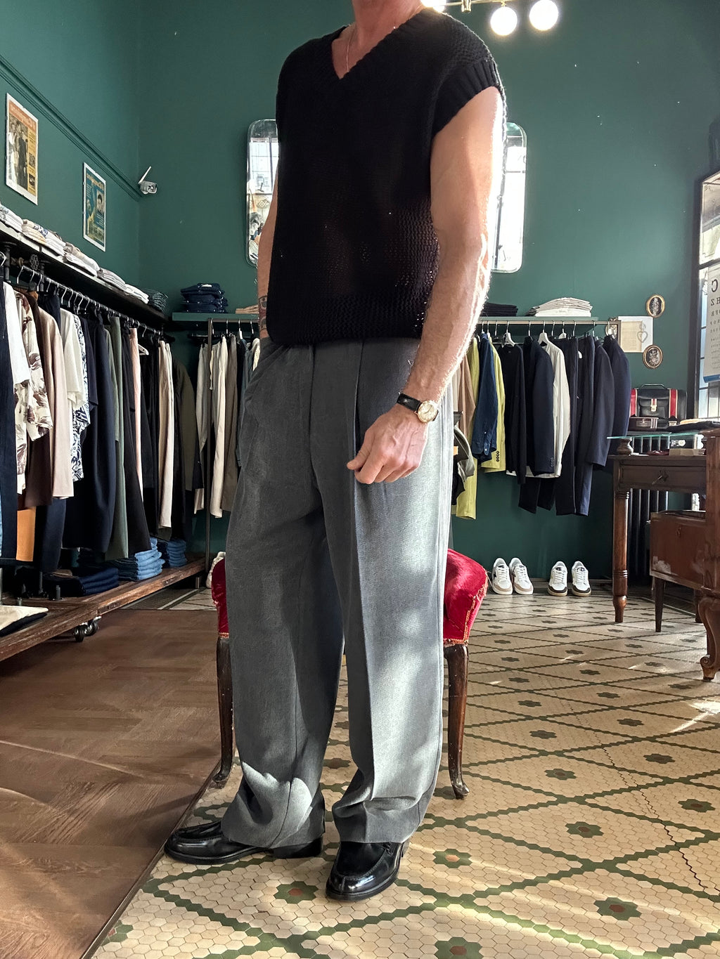 Pantalone con pence lavagna