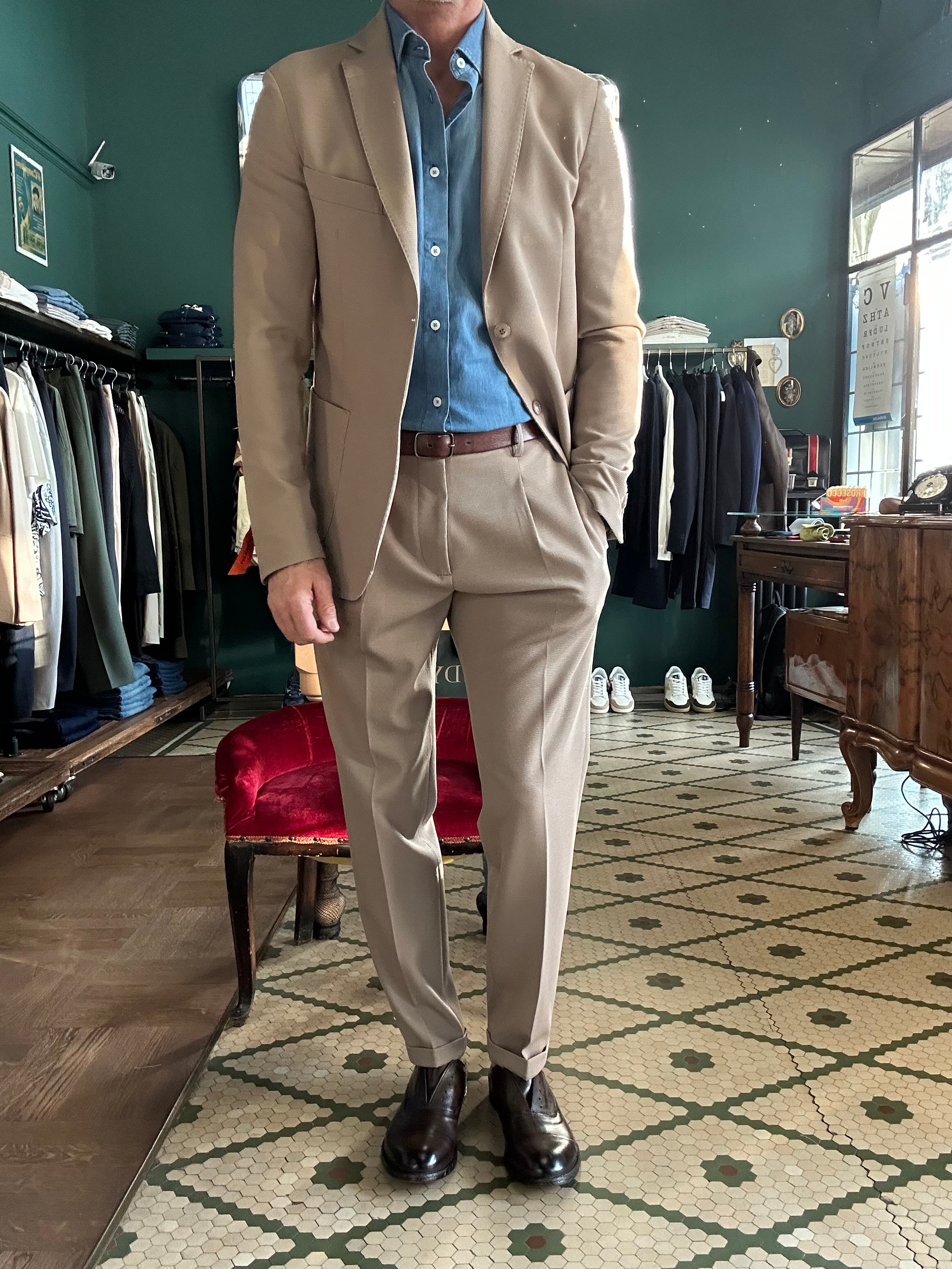 Pantalone tessuto operato