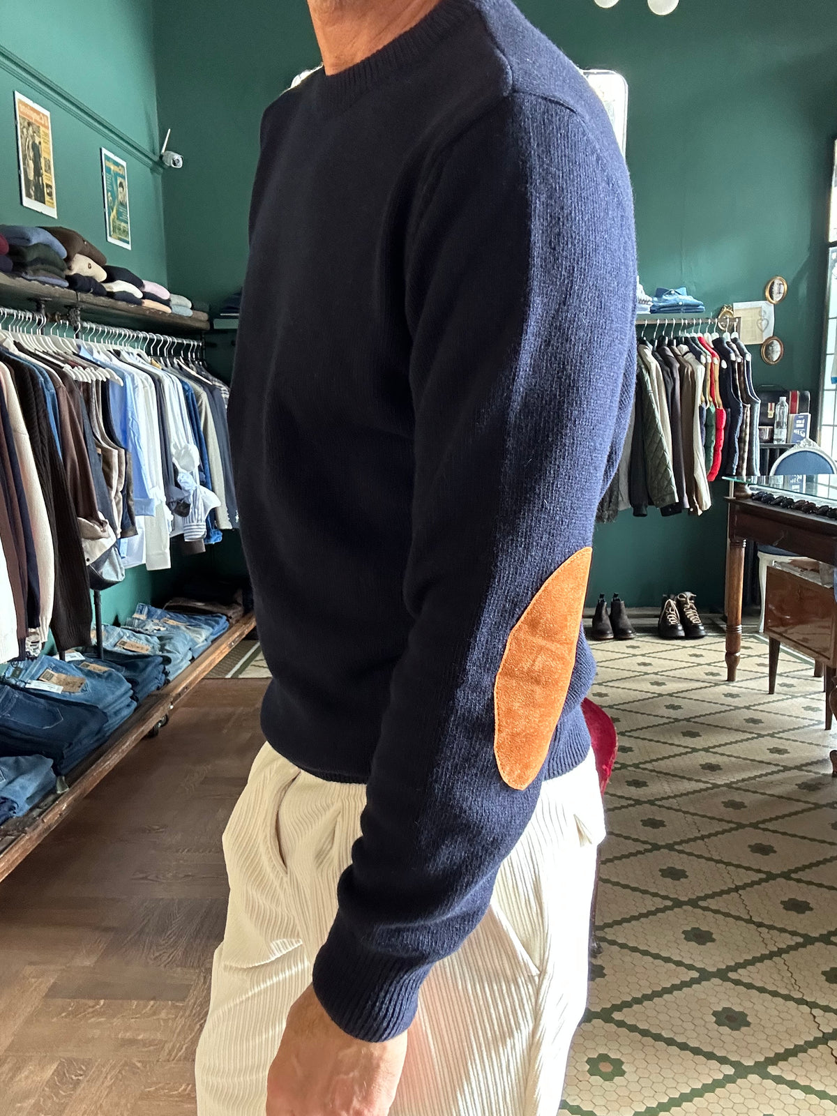 Maglione misto lana e cashmere con toppe